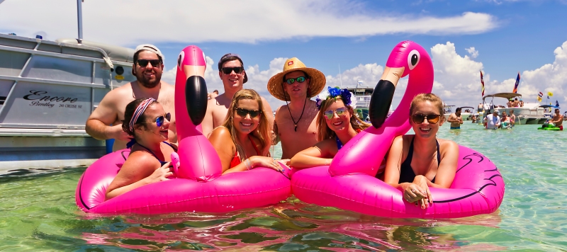 partying at crab island destin group hanging out at crab island